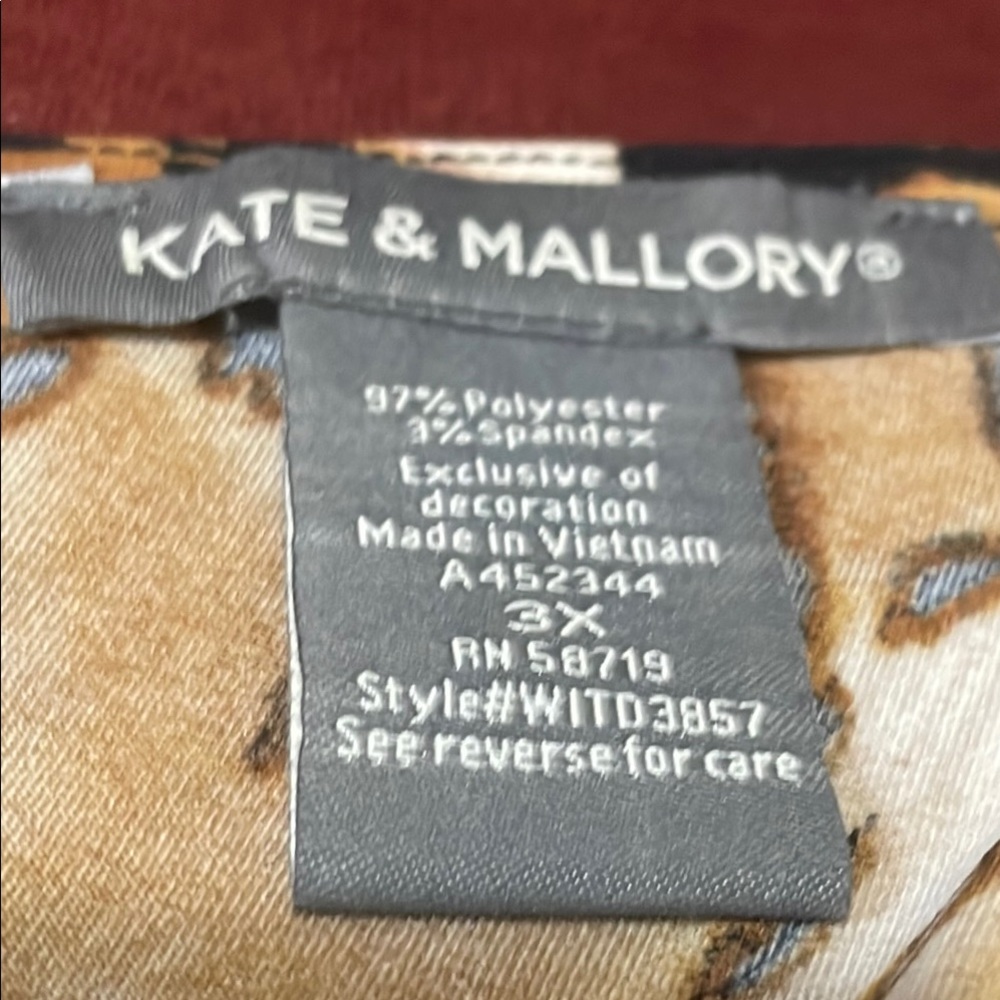 Kate & Mallory Dress Womens 3X Tan Black Sleeveless Animal Print High Low V Neck - Picture 4 of 10